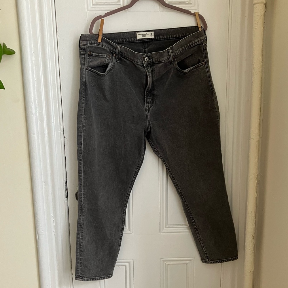 High rise gray jeans